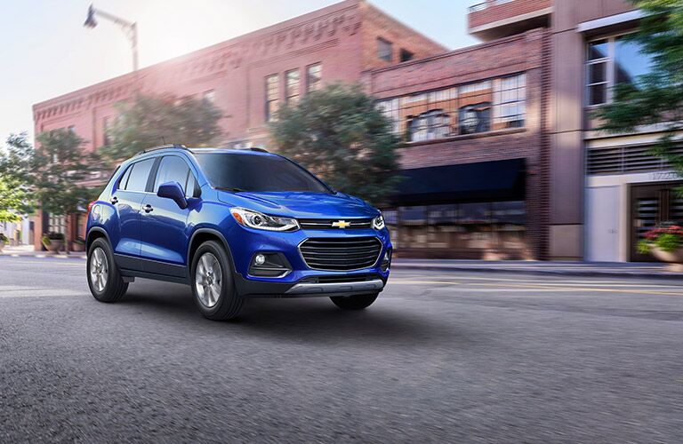 blue 2017 Chevy Trax on street winnipeg mb