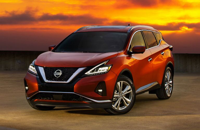 A front quarter photo of the 2020 Nissan Murano parked in the desert.