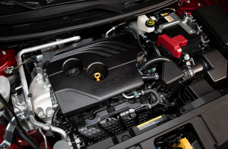 A photo of the engine used by the 2021 Nissan Rogue.