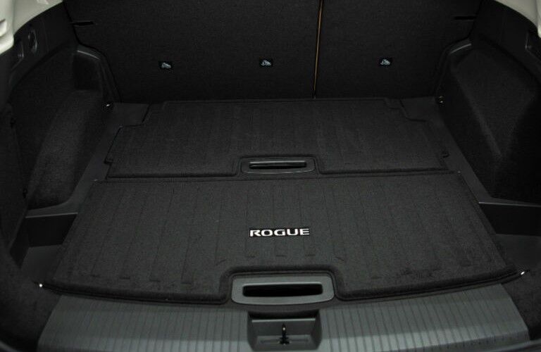 A photo of the cargo area in the back of the 2021 Nissan Rogue.