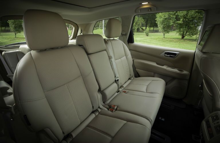 An interior photo of the second row of seats in the 2019 Pathfinder.