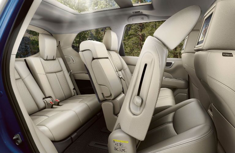 A photo of the second and third row of seats in the 2020 Nissan Pathfinder.