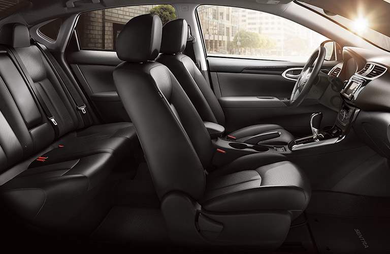 An interior photo of the 2018 Nissan Sentra showing how much passenger space it has