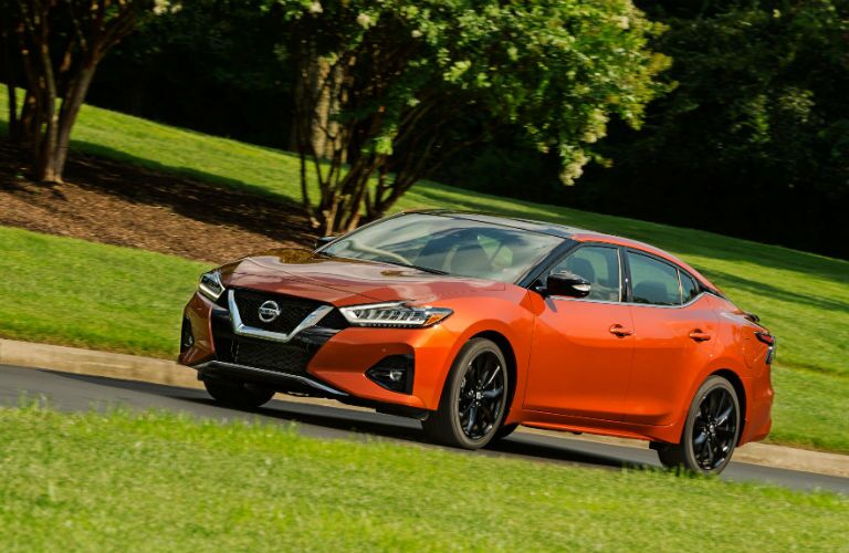 A left quarter photo of the 2020 Nissan Maxima on the road.