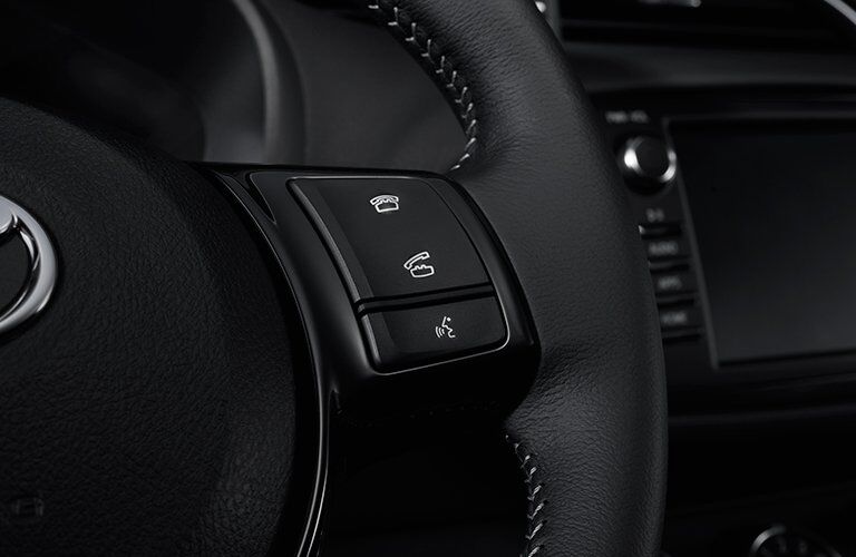 Close Up of 2018 Toyota Yaris Steering Wheel Controls