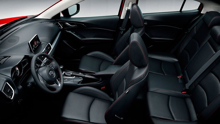 Interior of the 2016 Mazda3 is comfortable and connected