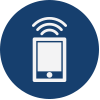 Cell phone icon in navy blue