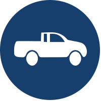 Pickup truck icon in navy blue