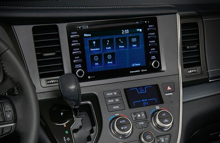 Control Panerl and touchscreen view of 2018 Toyota Sienna