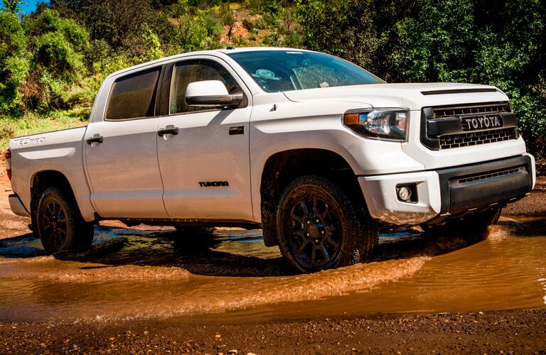 Exterior View of the Front End and Side of the 2017 Toyota Tundra in White