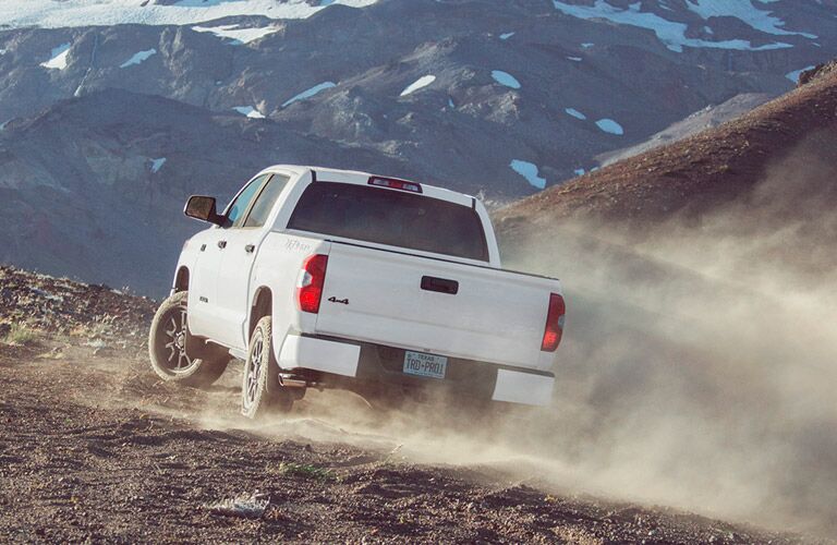 Exterior View of the 2017 Toyota Tundra in White Rear Tailgate View