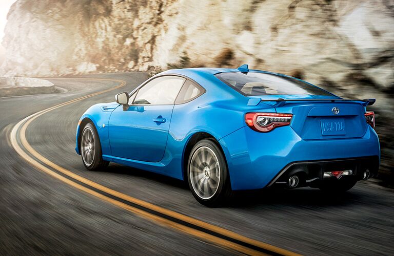rear and side view of blue 2019 toyota 86