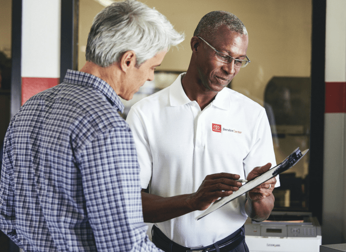 Service Technitian talking with Customer