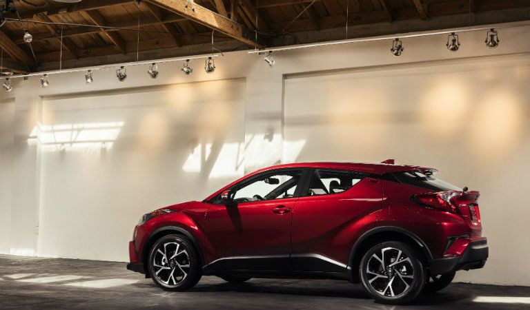 Red Toyota C-HR Side View and Rear End View