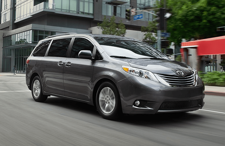 Toyota Sienna in Gray Front End and Side View