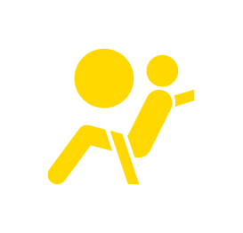 Person in seat with circle in front icon