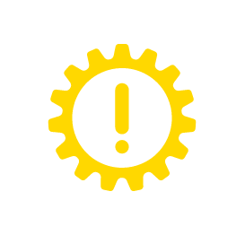 Gear circle with exclamation point