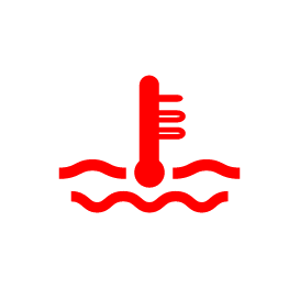 Red thermometer over wavy lines