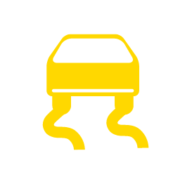 Yellow car with swerve traction lines