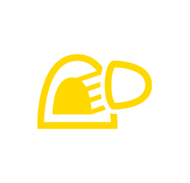 Yellow Icon three gumdrop shapes with lines