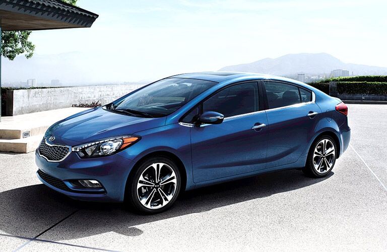 Kia Forte Front End and Side View in Blue