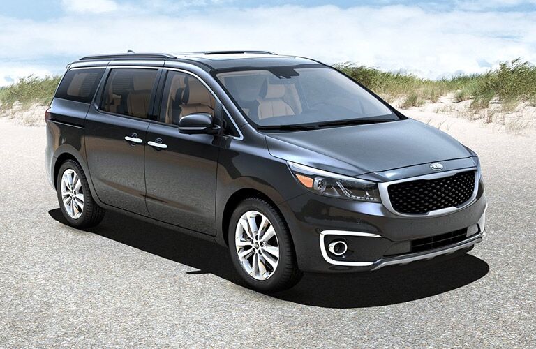 Kia Sedona Side and Front End Exterior View in Black