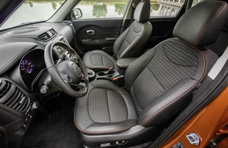 2017 Kia Soul Exclaim Interior View of Front Seating and Trim Level Stitching