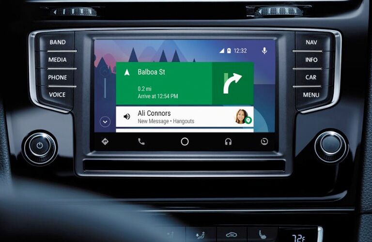Close up of infotainment system in 2018 vw golf r