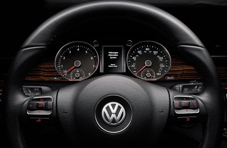 Wood trim and an elegant steering wheel are just some of the pleasures of driiving a 2015 Volkswagen CC Glendale CA