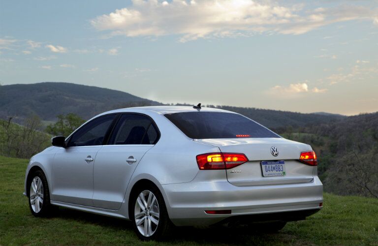 rear view of silver 2019 vw jetta