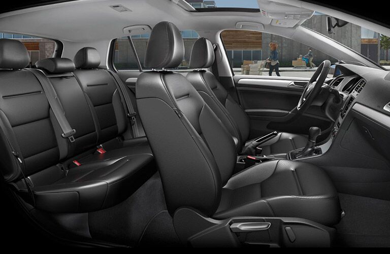 2017 Volkswagen Golf interior overview with front and back row seats