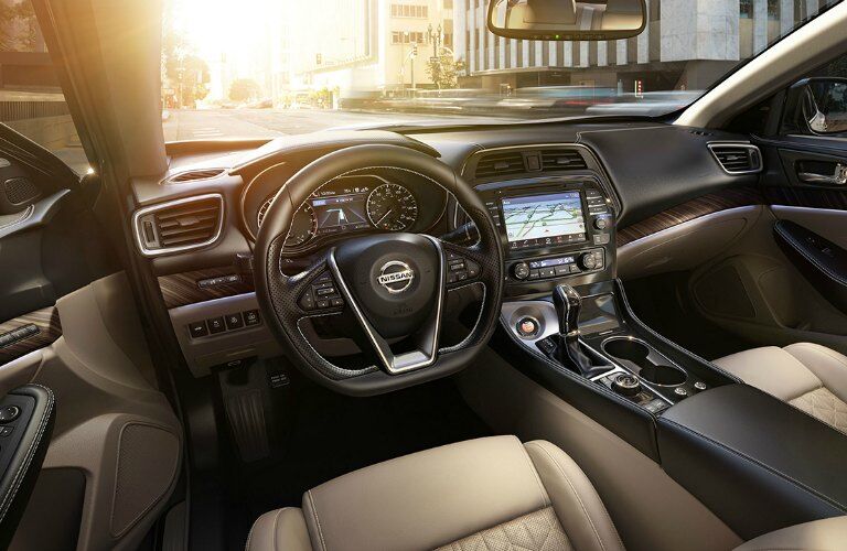 Interior of the 2017 Nissan Maxima in Cream and Black