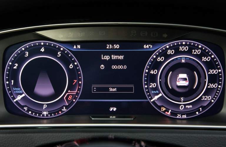 Lap Timer and gauges of 2018 Volkswagen Golf R