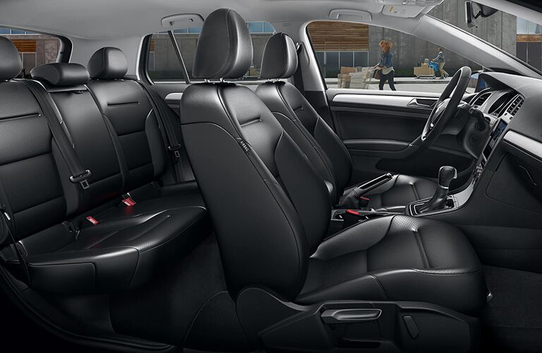Dashboard and black seats in 2019 Volkswagen Golf