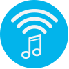 Light Blue Wifi and Music Icon