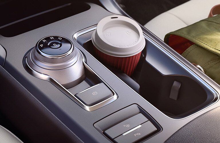 2017 Ford Fusion Hybrid front interior storage and gear shift