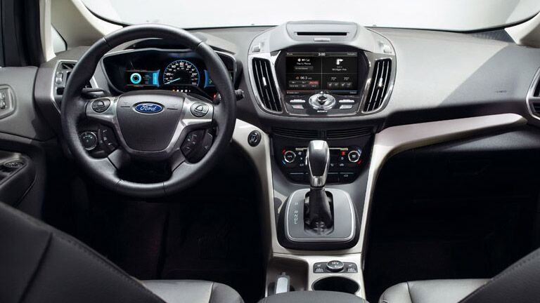 The interior of the 2015 Ford CMax is smart and sleek.