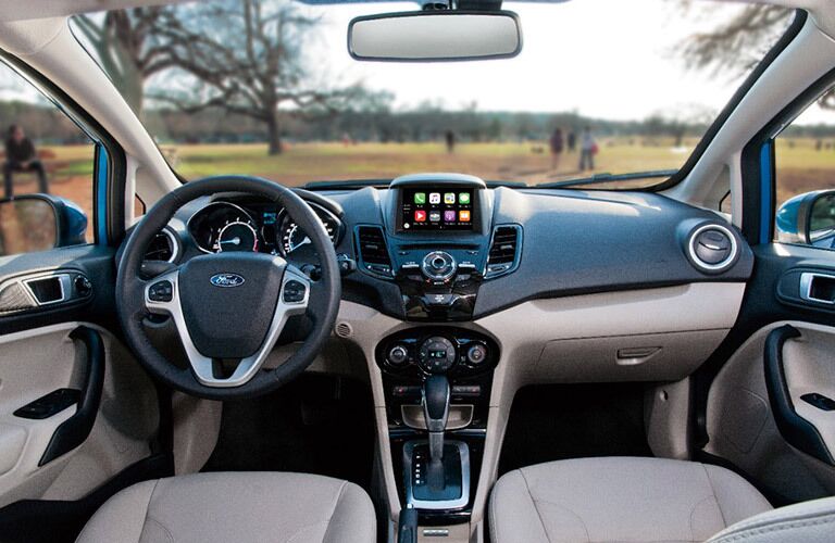 2017 Ford Fiesta dash with steering wheel and center console