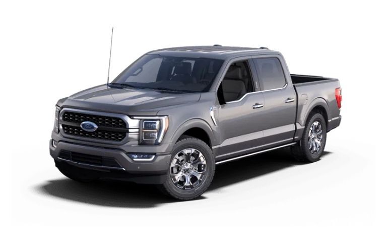 Gray 2022 Ford F-150 Platinum on White Background