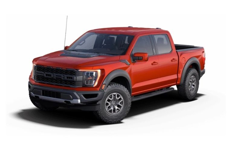 Red 2022 Ford F-150 Raptor on White Background
