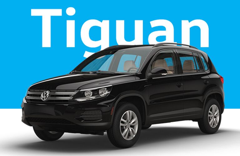 Volkswagen Tiguan over cyan and light gray background
