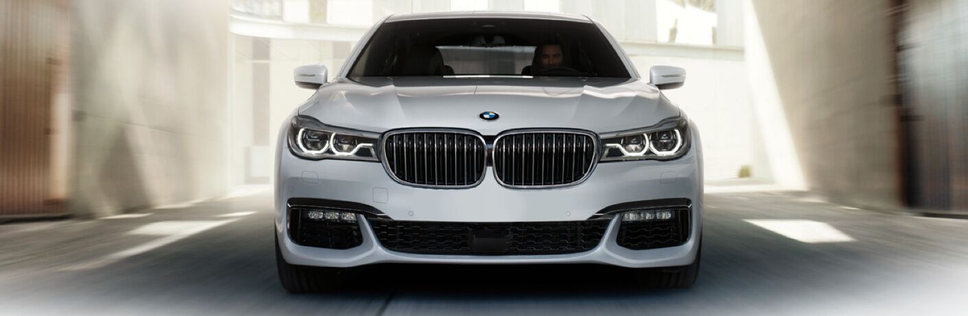Silver 2018 BMW 7 Series Grille on a City Street
