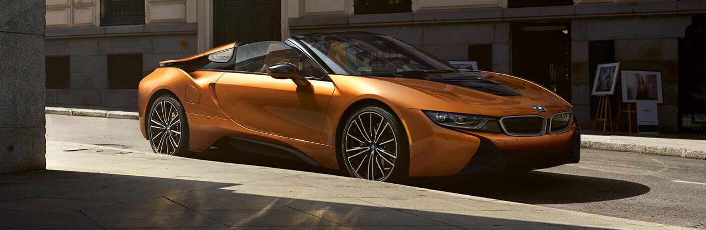 Orange 2019 BMW i8 on City Street