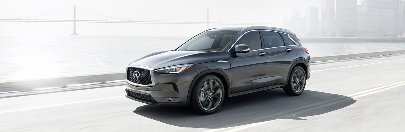 Gray 2019 Infiniti QX50 on a Bridge