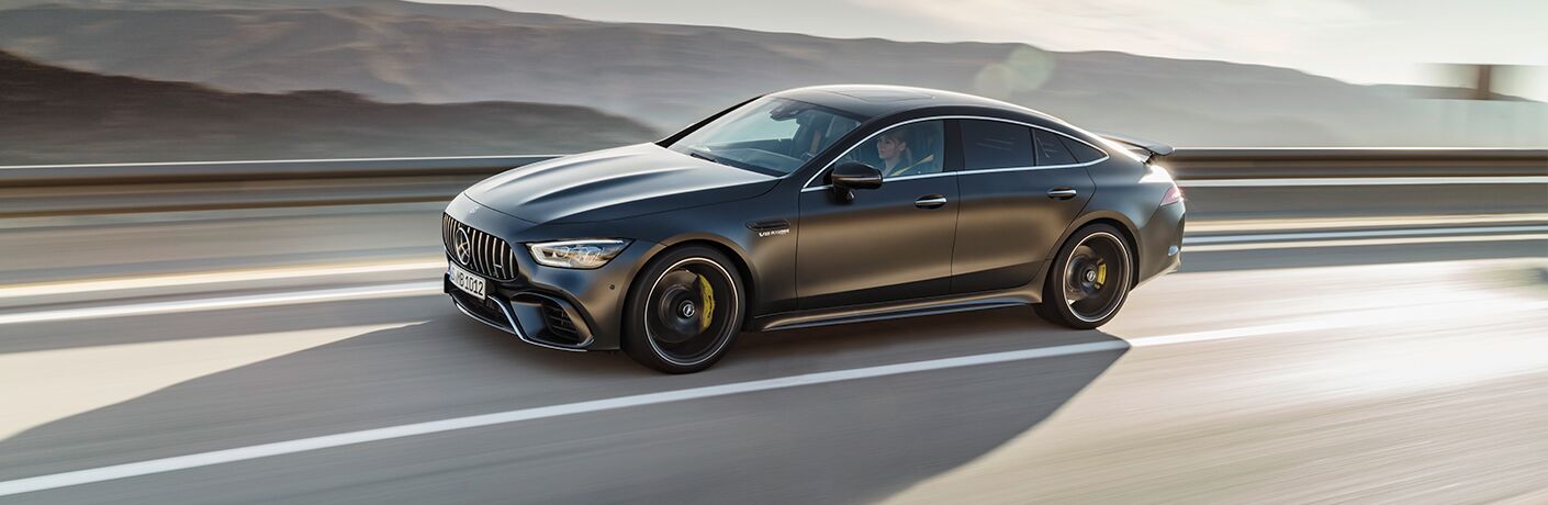 Gray 2019 Mercedes-AMG GT on a Freeway