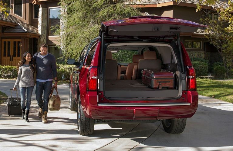 Rear cargo area opened inside 2019 Chevrolet Tahoe
