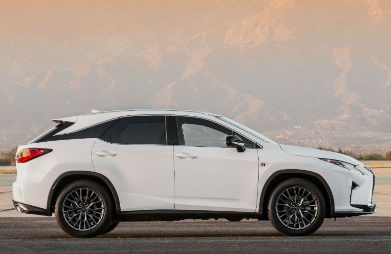 White Lexus RX model side view