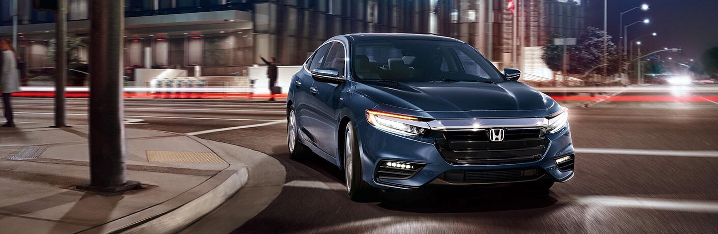 2021 Honda Insight blue front view at night