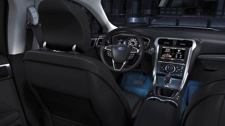 The interior of the 2015 Ford Fusion is high-tech and slick.