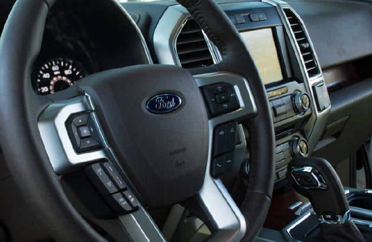 2016 F-150 steering wheel and dashboard view Akins Ford